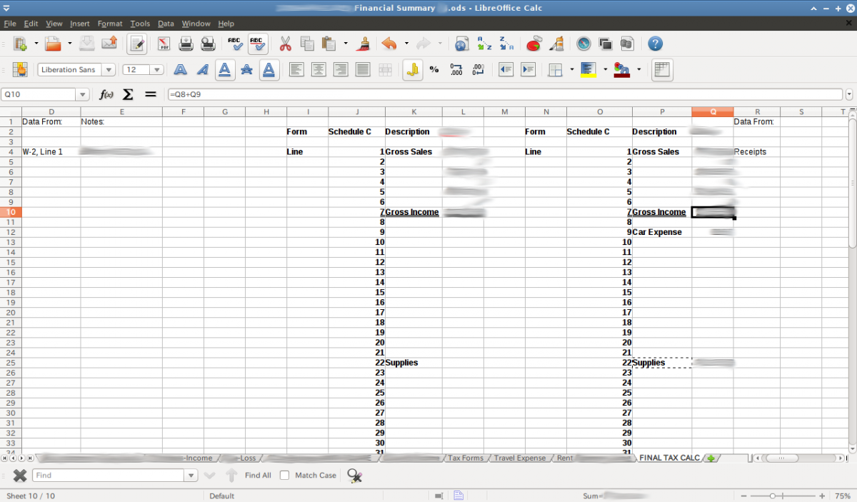 Using LibreCalc to do my Taxes.